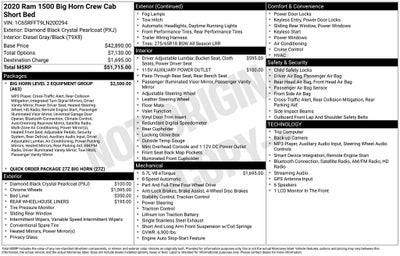 2020 RAM Ram 1500 Big Horn Crew Cab 4x4 5'7' Box