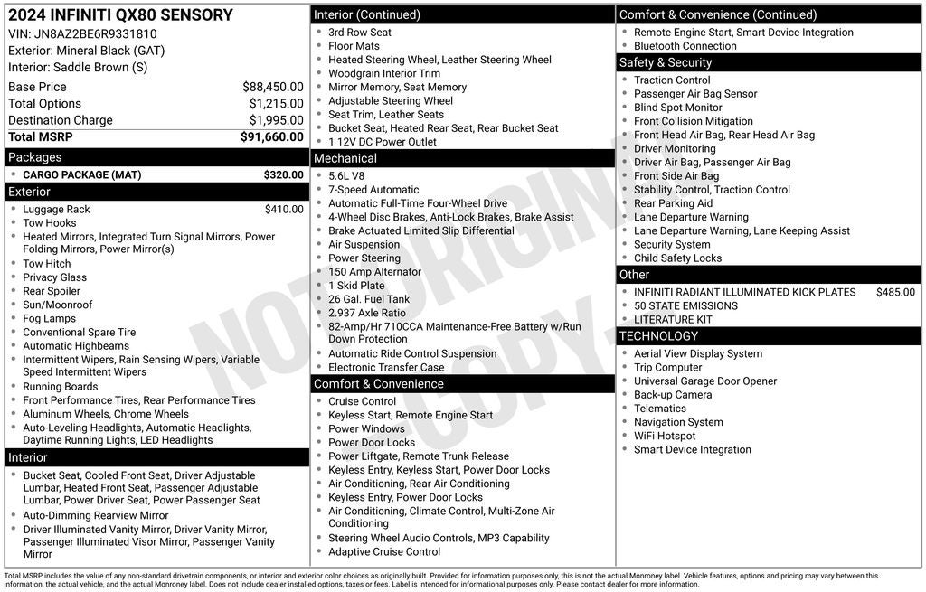 2024 INFINITI QX80 SENSORY 4WD