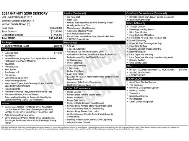 2024 INFINITI QX80 SENSORY 4WD