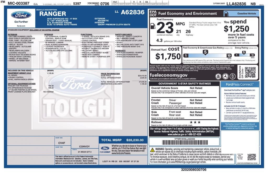 2020 Ford Ranger XL