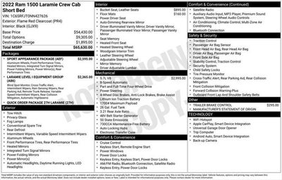2022 RAM 1500 Laramie Crew Cab 4x4 5'7' Box