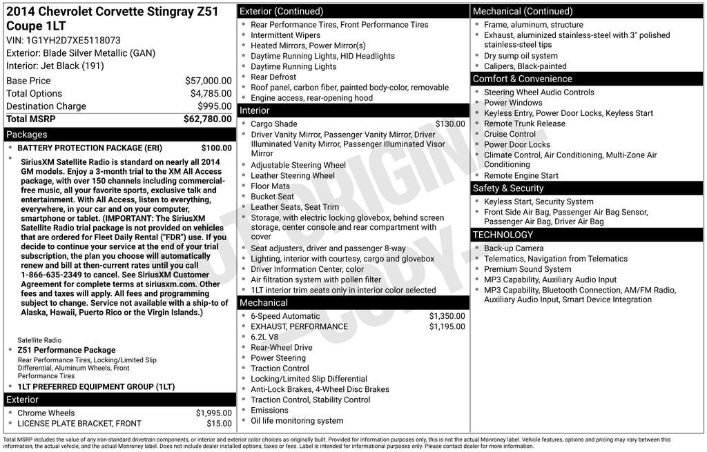 2014 Chevrolet Corvette Stingray Z51