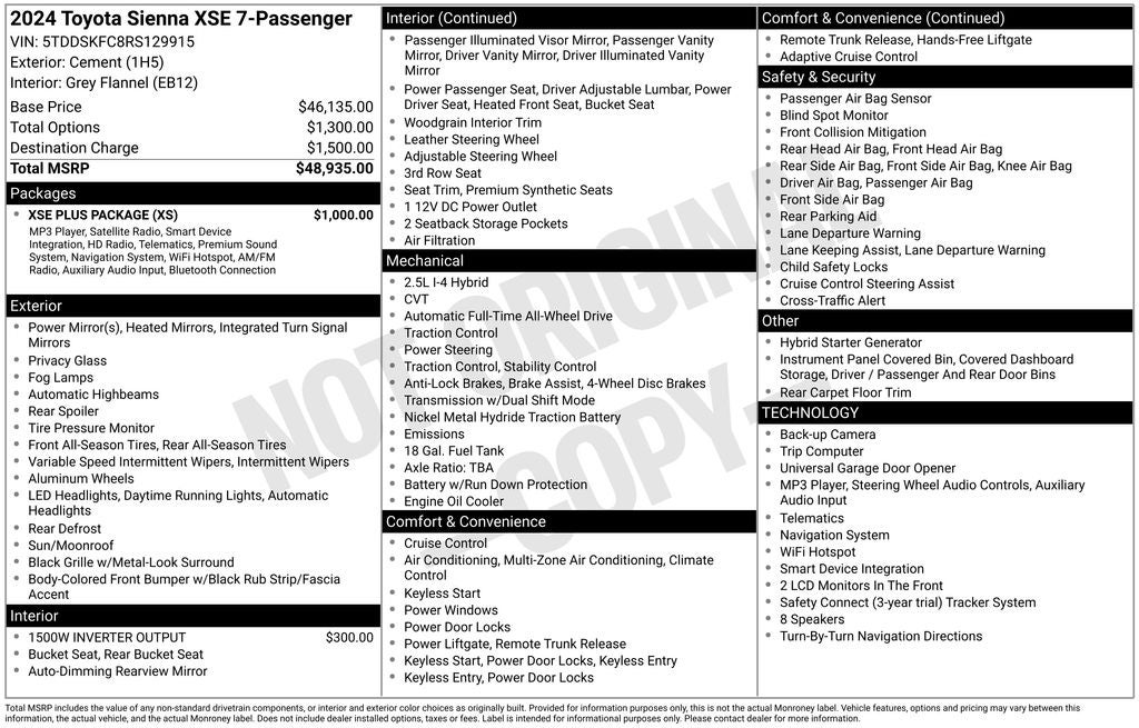 2024 Toyota Sienna XSE 7 Passenger