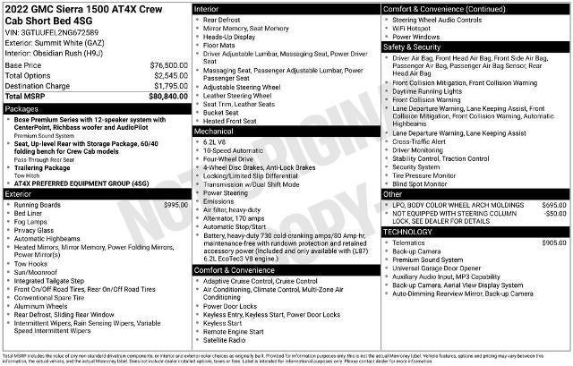 2022 GMC Sierra 1500 AT4X
