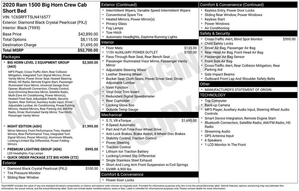 2020 RAM 1500 Big Horn