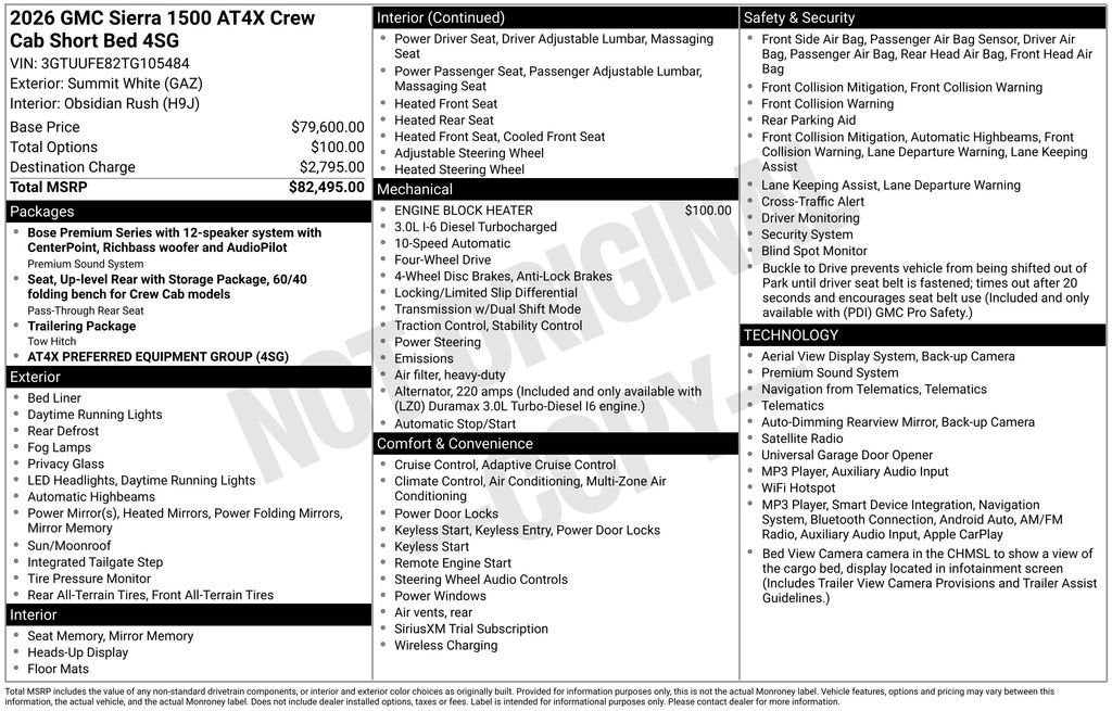 2026 GMC Sierra 1500 AT4X