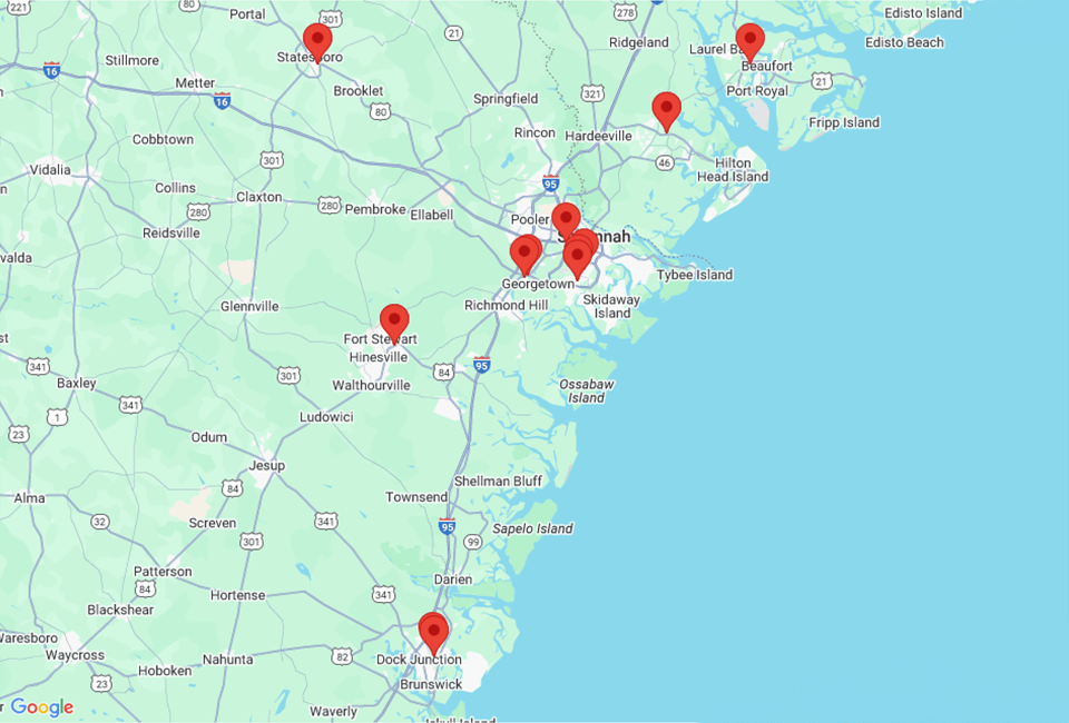 Map of Vaden Nissan of Savannah in Savannah GA